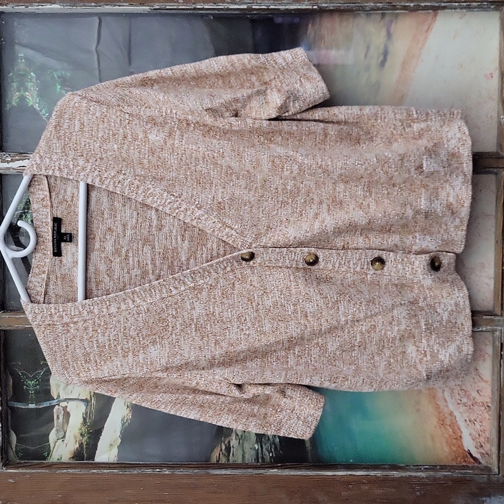 Banana Republic XL Button-up Cardigan Brown and White V-Neck